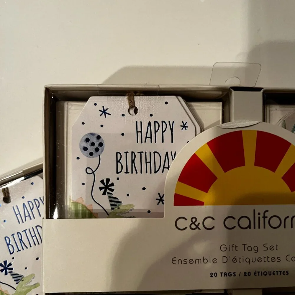 Birthday Gift Tags - Dinosaur Themed!  2 Boxes / New / Total of 40 gift tags (x)